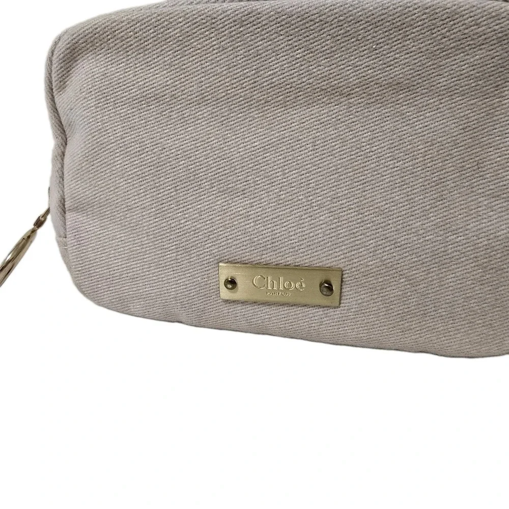 Chloe Small Coin / Cosmetic Pouch Bag Beige‎ Canvas